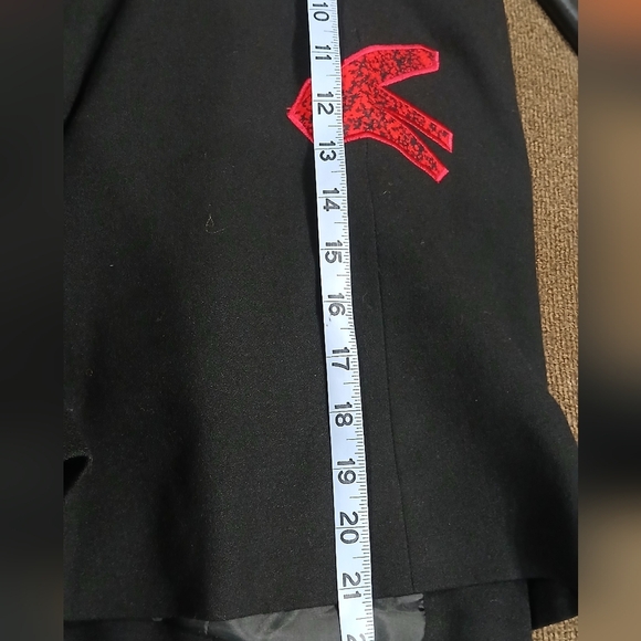 VTG 80’s GENE ROYE Black Top/Jacket Red Abstract Art Deco 100% Silk Fully Lined - Picture 12 of 13